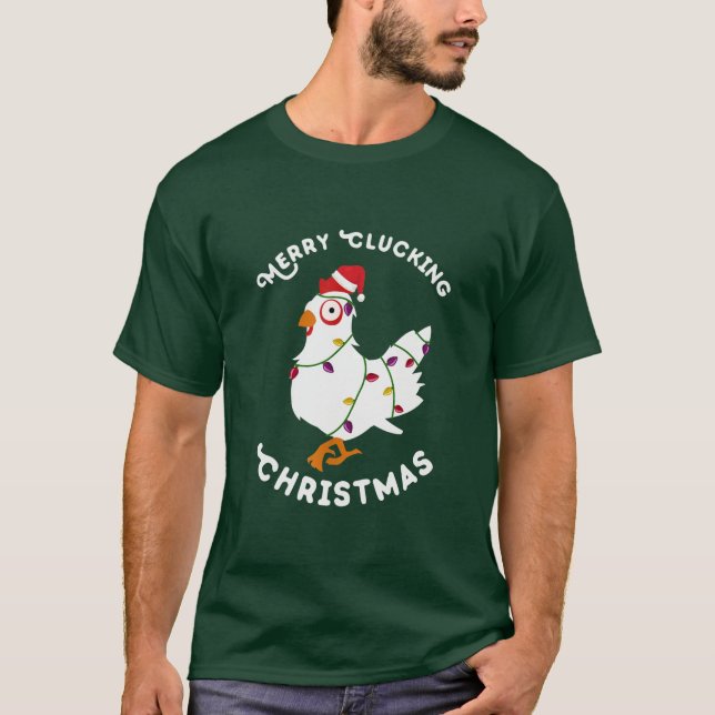 Merry Clucking jul Kväll Pajama Funny Chicken T Shirt (Framsida)