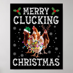 Merry Clucking jul samt julfinny Chicken Santa Hat Poster