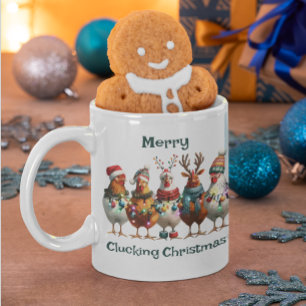 Merry Clucking jul Teal Grönt Chicken Kaffemugg