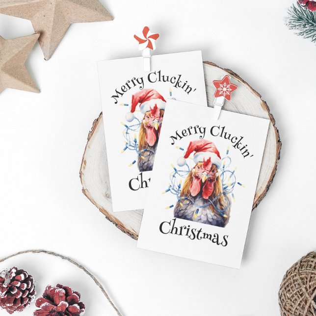Merry Cluckin's jul Chicken Vykort (Skapare uppladdad)