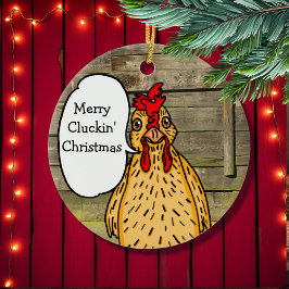 Merry Cluckin's jul Funny Chicken Julgransprydnad Keramik