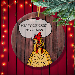 Merry Cluckin's jul Funny Chicken Julgransprydnad Keramik
