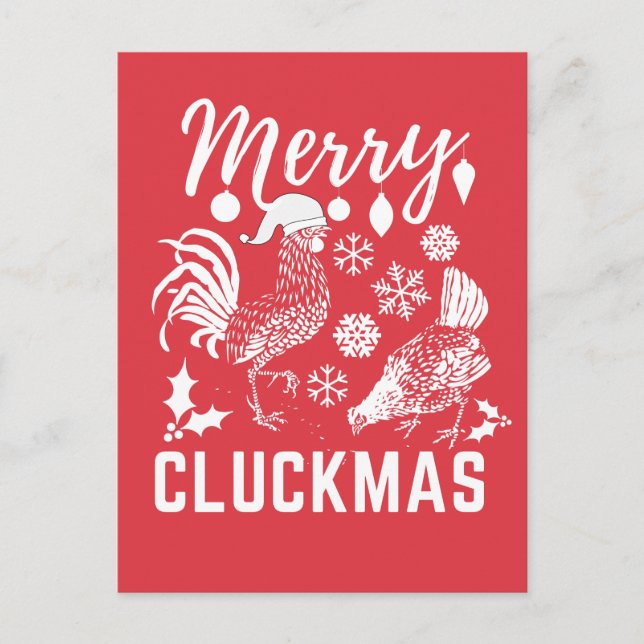 Merry Cluckmas Chicken Älskare Helgdag Card Vykort (Framsida)