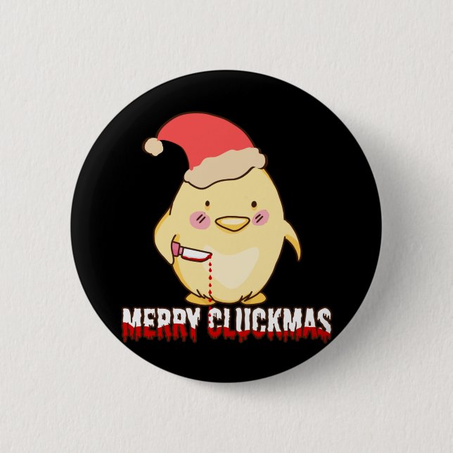 Merry Cluckmas, en fin julkyckling Knapp (Framsida)