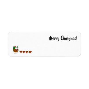 Merry Cluckmas! Jultomten och kyckling Returadress Etikett