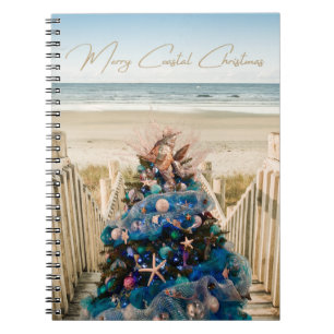 Merry Coastal jul Tropical Beach Holiday Tree Anteckningsbok