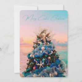 Merry Coastal jul Tropical Beach Holiday Tree Julkort