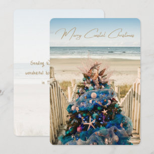 Merry Coastal jul Tropical Beach Holiday Tree Julkort