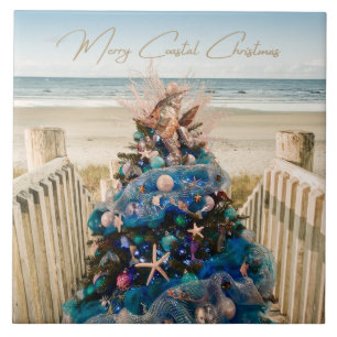 Merry Coastal jul Tropical Beach Holiday Tree Kakelplatta