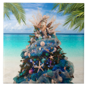 Merry Coastal jul Tropical Beach Holiday Tree Kakelplatta