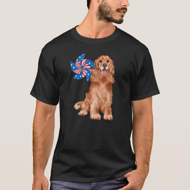 Merry Cocker Spain USA flagga Patriotic Rädding Do T Shirt (Framsida)