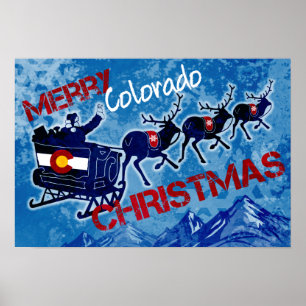 Merry Colorado jul grunge hälsning poster