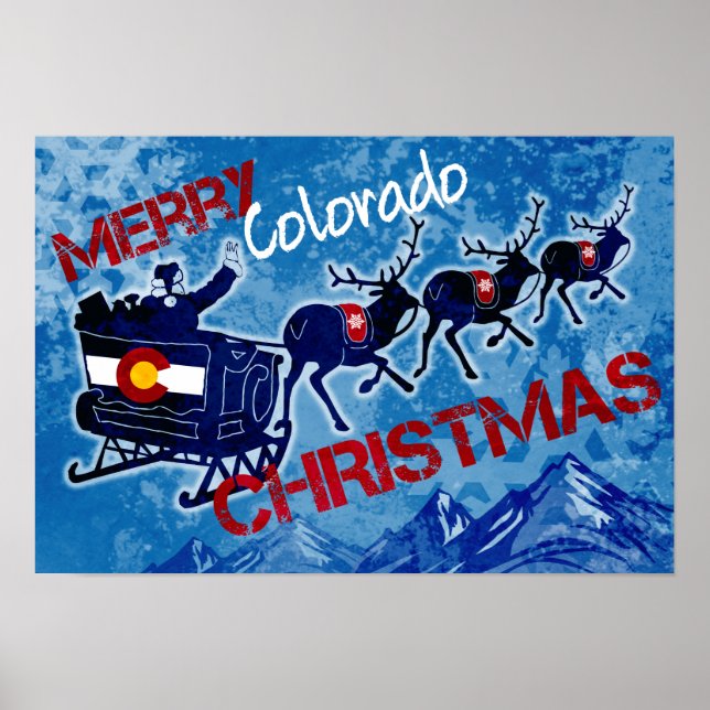 Merry Colorado jul grunge hälsning poster (Framsidan)