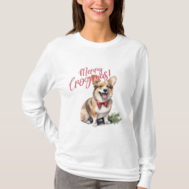 Merry Corgimas T Shirt (Framsida)