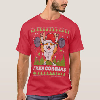 Merry Corgmas Corgi Hund Weightlift Ugly Christm T Shirt
