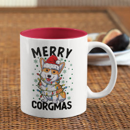 Merry Corgmas Funny Christmas Corgi Två-Tonad Mugg