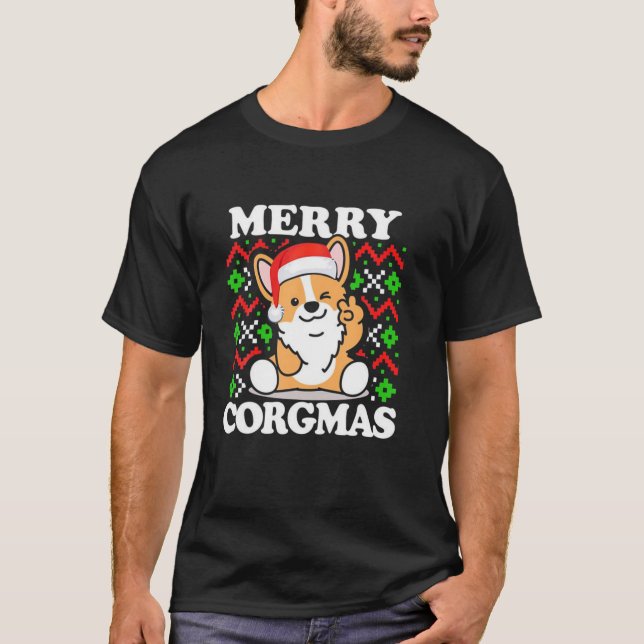 Merry Corgmas Funny Corgi Hund T Shirt (Framsida)