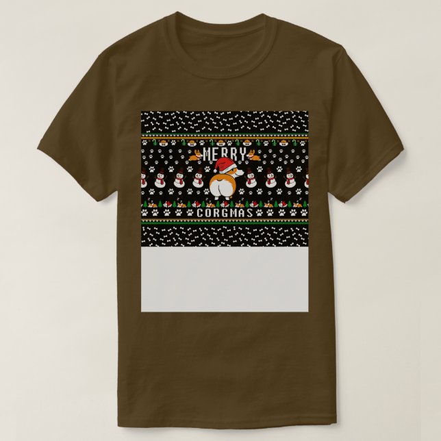 Merry Corgmas Ugly jul Mask Julmask 2 T Shirt (Design framsida)