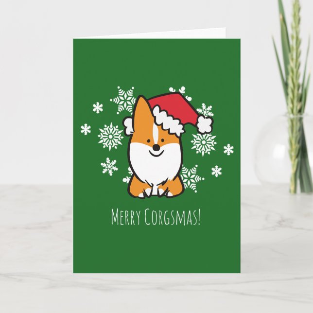 Merry Corgsmas Greeting Card | CorgiSaker Helgkort (Framsida)