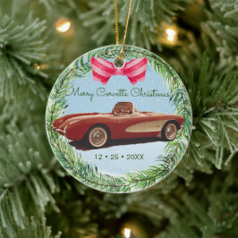 Merry Corvette jul Ceramic Ornament