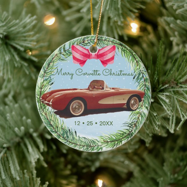 Merry Corvette jul Ceramic Ornament (Träd)