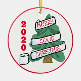 Merry Covid jul Toilet Papper Garland 2020 Julgransprydnad Keramik