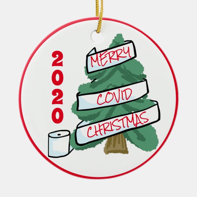 Merry Covid jul Toilet Papper Garland 2020 Julgransprydnad Keramik (Framsidan)