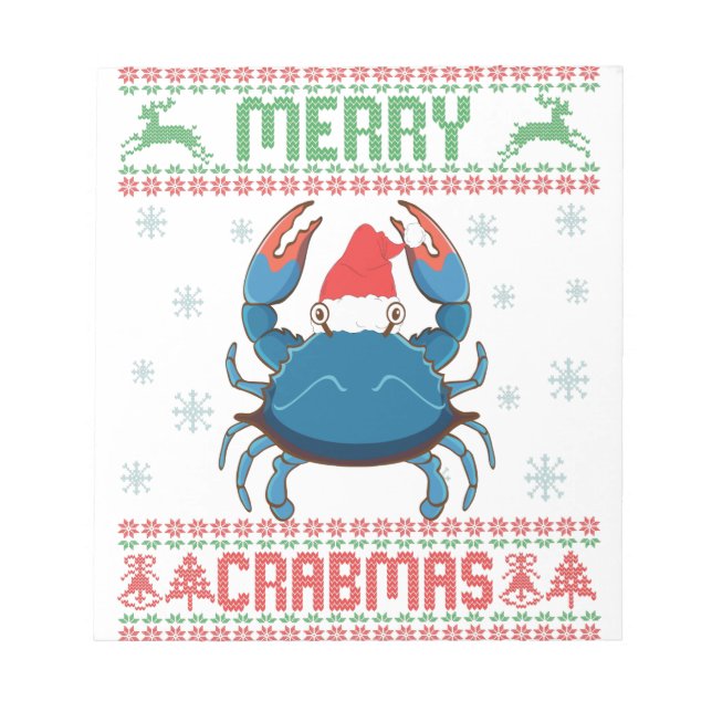 Merry Crabmas Funny Crab Ugly julsötare Anteckningsblock (Framsida)