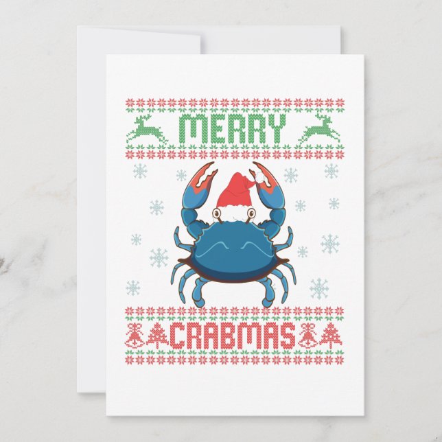 Merry Crabmas Funny Crab Ugly julsötare Tack Kort (Framsida)