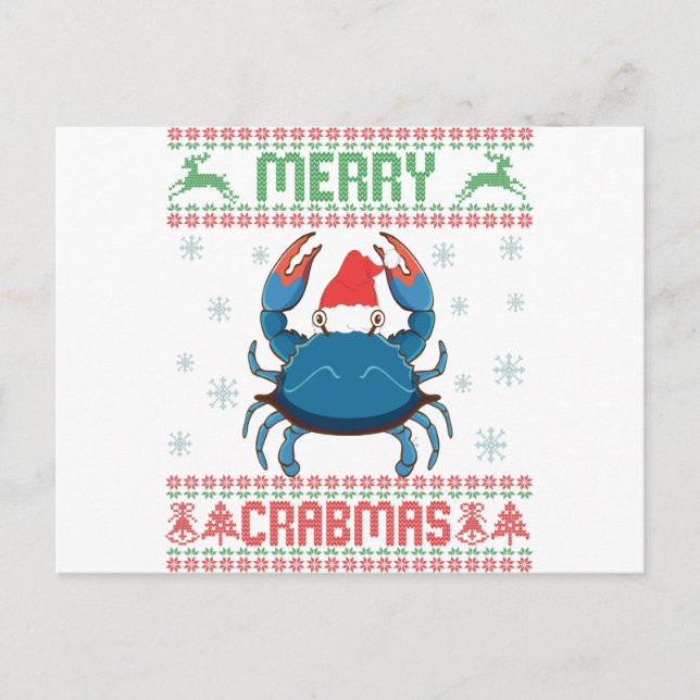 Merry Crabmas Funny Crab Ugly julsötare Vykort (Framsida)