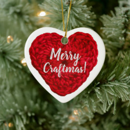 Merry Craftmas Crochet Red Heart Crafts Julgransprydnad Keramik