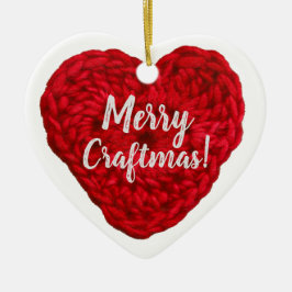 Merry Craftmas Crochet Red Heart Crafts Julgransprydnad Keramik