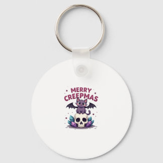 Merry Creepmas Cat Pastel Goth Christmas Skull T-S Nyckelring