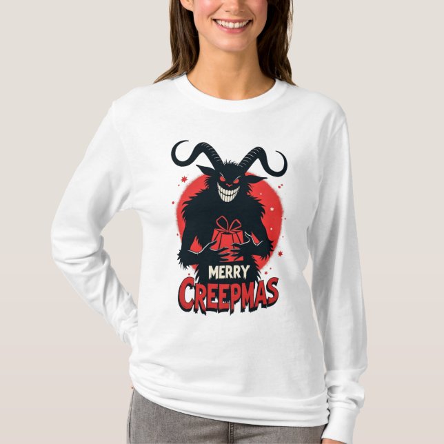 Merry Creepmas Krampus Holiday T Shirt (Framsida)