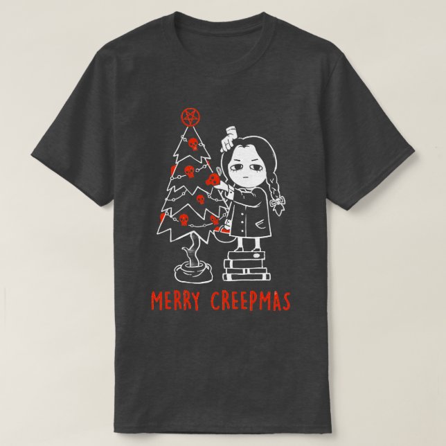 Merry Creepmas Mörk Funny Goth Girl Halloween Chri T Shirt (Design framsida)