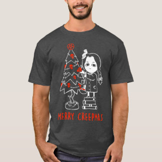 Merry Creepmas Mörk Funny Goth Girl Halloween Chri T Shirt