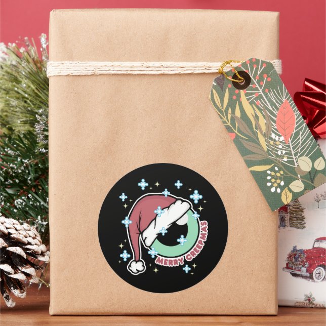 Merry Creepmas Runt Klistermärke (Semester)