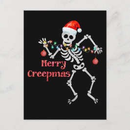 Merry Creepmas Skeleton Santa Skull Julafton Träd  Helg Vykort