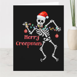 Merry Creepmas Skeleton Santa Skull Julafton Träd  Kort