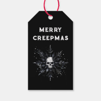Merry Creepmas Spooky Gothic Snowflake Presentetikett