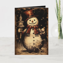 Merry Creepmas Spooky Snögubbe Gothic Vintage