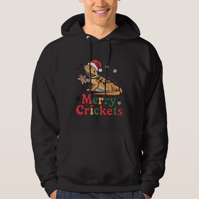 Merry Crickets Lizard Christmas Lights Hoodie (Framsida)
