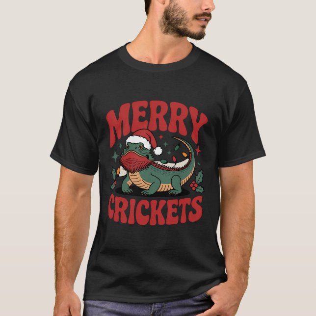 Merry Crickets Reptile Xmas Design T Shirt (Framsida)
