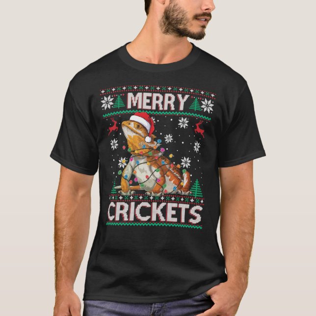 Merry Cricks Bearded Dragon jul Pajama Ugl T Shirt (Framsida)