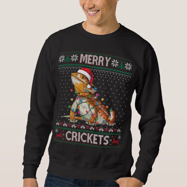 Merry Cricks Bearded Dragon Ugly Sweater Christm Lång Ärmad Tröja (Framsida)