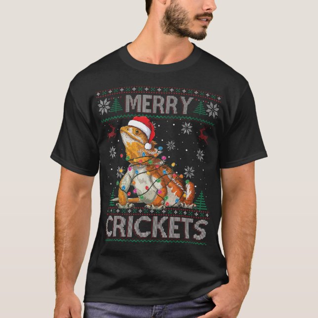 Merry Cricks Bearded Dragon Ugly Sweater T Shirt (Framsida)