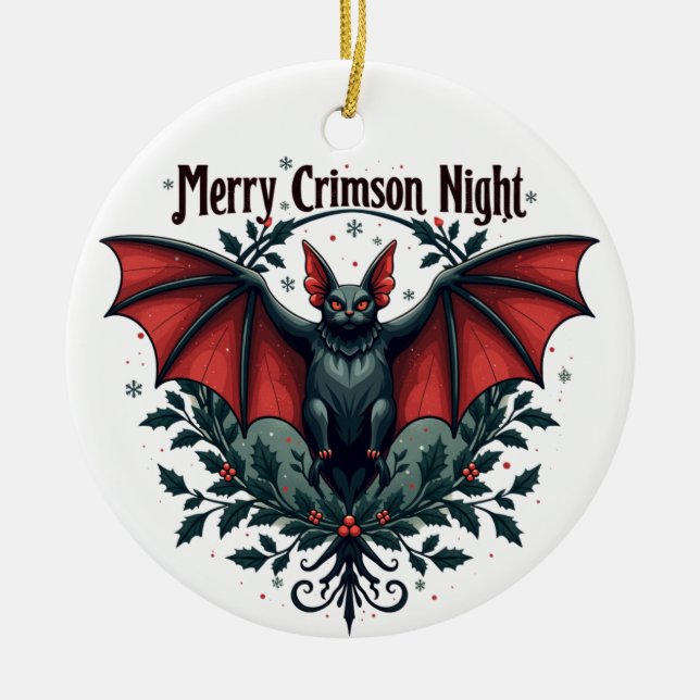 Merry Crimson Night Christmas Bat Ornament (Framsidan)