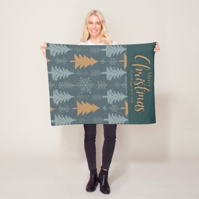 merry crishtmas green pattern  fleecefilt (På plats)