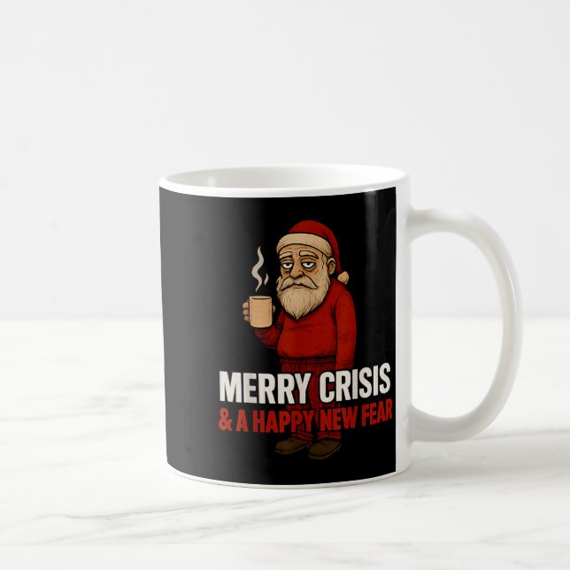 Merry Crisis Happy New Fear Year 2026 Funny Adult  Kaffemugg (Höger)