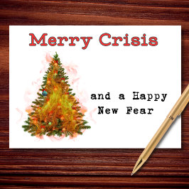 Merry Crisis & Lycklig New Fear-jul Humor Helgkort
